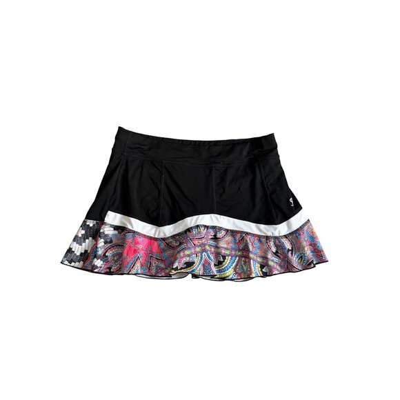 SOFIBELLA Black Ruffle Multicolor Paisley Tennis Pickleball Skort Size Large - Picture 4 of 10